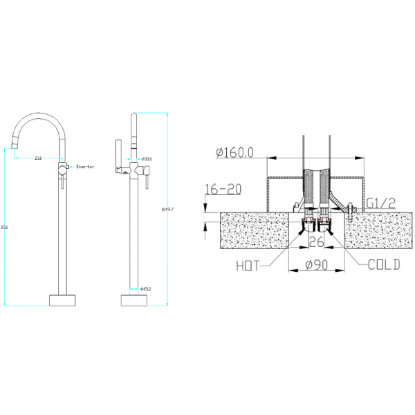 смеситель для ванны boheme brillante 469-cr (229) хром