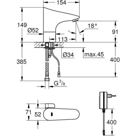 инфракрасная электроника для раковины grohe europlus e 36015001