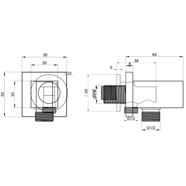 подключение для душевого шланга с держателем wonzon & woghand ww-hz2319-mb черный матовый