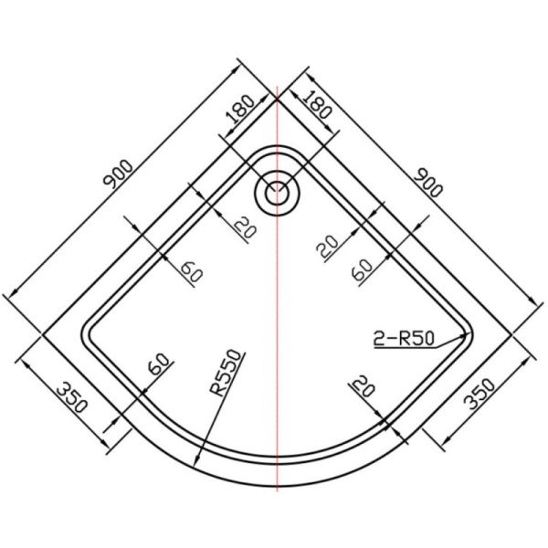 акриловый поддон 90x90 см vincea vst-2aq-9090