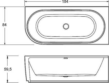 акриловая ванна riho desire 184x84 b088001005 (bd0600500000000) l без гидромассажа