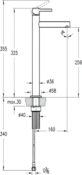 смеситель vitra origin a4255836wtc для раковины, матовый черный