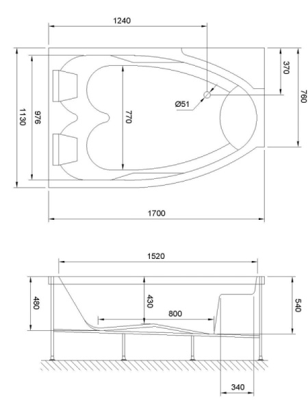 акриловая ванна royal bath shakespeare comfort 170x110 rb652100cm-l с гидромассажем