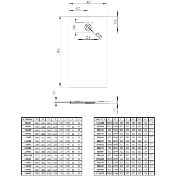 душевой поддон из литьевого мрамора 100x70 см radaway kyntos f cemento hkf10070-74