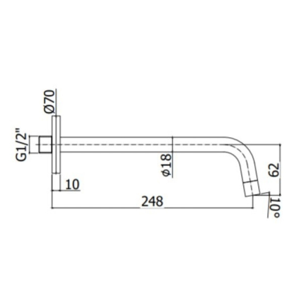 излив для ванны 248 мм paffoni zboc046hg