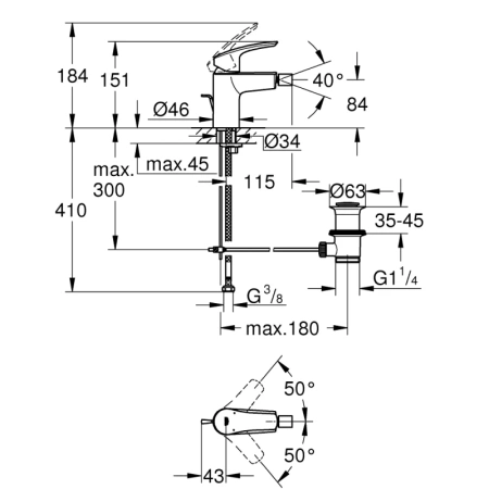 смеситель для биде с донным клапаном grohe eurosmart 32929003