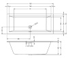 акриловая ванна riho rething cubic 160x70 см, заполнение через перелив, белая, br06c0500000000