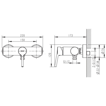 смеситель для душа bravat palace f9172217cp-01-rus