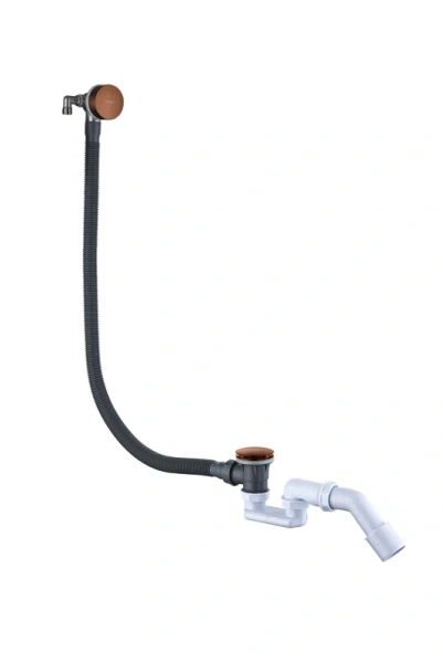 Слив-перелив для ванны Boheme 631-CB 50 мм, клик-клак, copper brushed, с сифоном