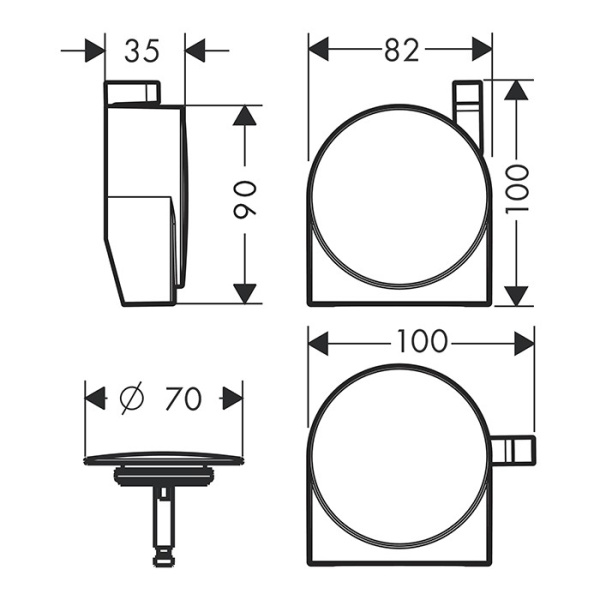 внешняя часть излива на ванну с набором для слива и перелива hansgrohe 58117140