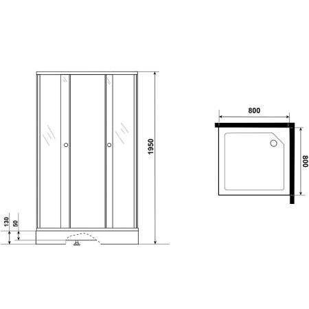 душевой уголок niagara eco ng-008-14q black 80х80х195 см, стекло с рисунком, профиль черный, с низкий поддон