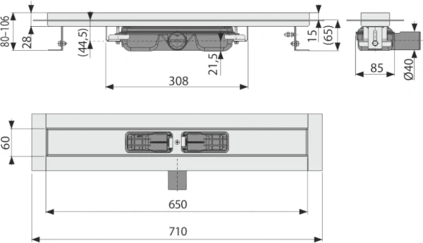 душевой лоток alcaplast apz106-650 без решетки