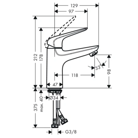 смеситель для раковины с донным клапаном hansgrohe novus 7103200