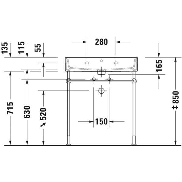 раковина подвесная duravit vero air 70 см 2350700000