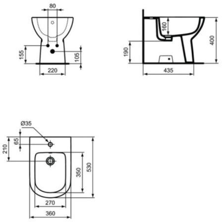 биде напольное ideal standard tempo t510101