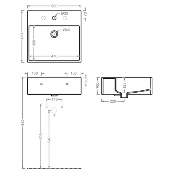 раковина накладная 50 см artceram quadro qul002 01 86, цвет белый, декор cementina