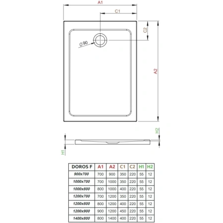 акриловый поддон 120x90 см radaway doros f stone white sdrf1290-01-04s