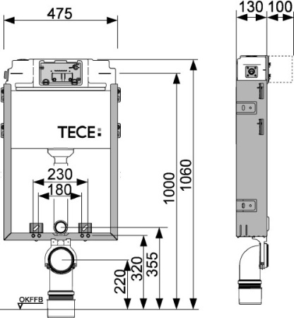 инсталляция для подвесного унитаза tece tecebox uni 2.0 9370300