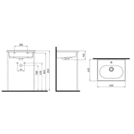 раковина мебельная bien ferra felk060b1fd1w5000 60x46.5 см цвет белая