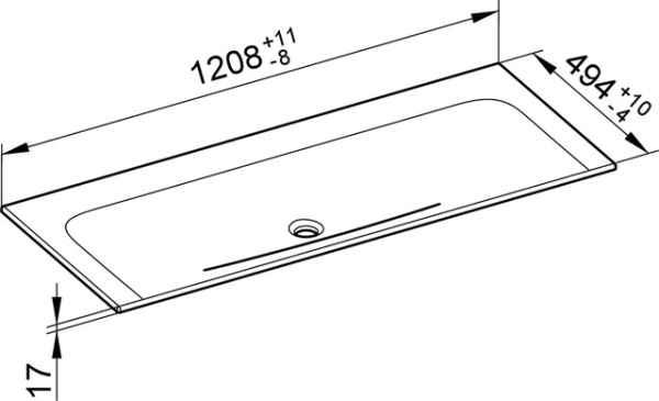 раковина накладная \ полувстраиваемая keuco plan 120 см, 32980 311200