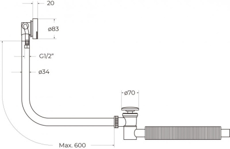слив-перелив belbagno bb2829-ovf-brn click-clack, бронза