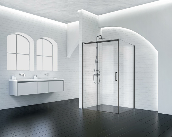 душевой уголок belbagno acqua 150х90 acqua-ah-1-150/90-c-nero профиль черный стекло прозрачное