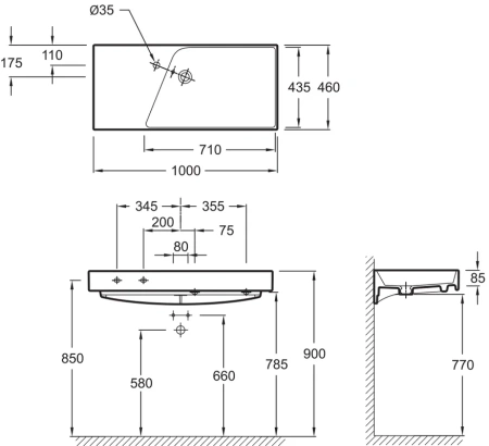 раковина накладная jacob delafon rythmik exn112 100 см