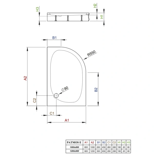 акриловый поддон 100x80 см radaway patmos e 4p81155-03l