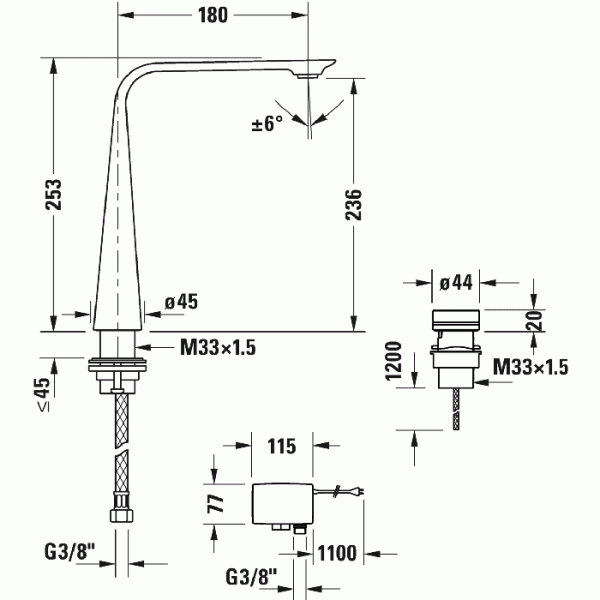 смеситель для раковины duravit d.1 d11110007010