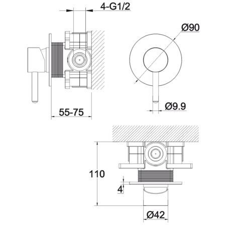 смеситель для душа whitecross y black y1245bl черный матовый