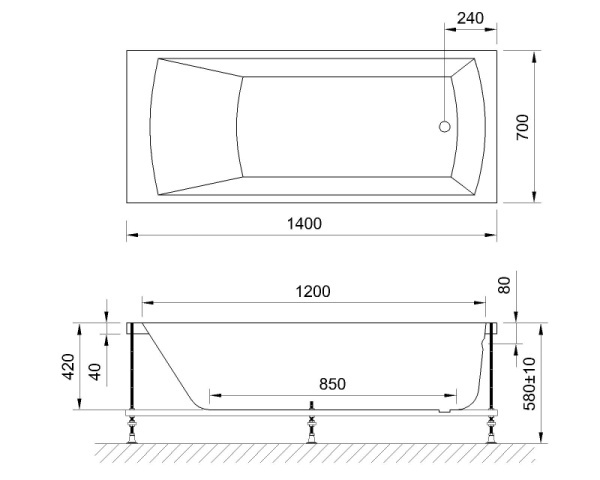 акриловая ванна royal bath vienna standart 140x70 rb953200st с гидромассажем