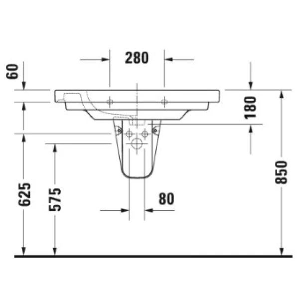 раковина полувстраиваемая duravit d-code 85 см 03428500002