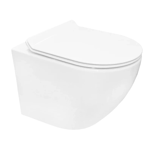 унитаз azario grado az-0046-uq подвесной, безободковый, с сиденьем микролифт, слив "торнадо", 49х37х36 см, белый