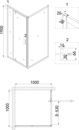 душевой уголок niagara nova ng-63-10a-a100 100x100, квадратный цвет хром