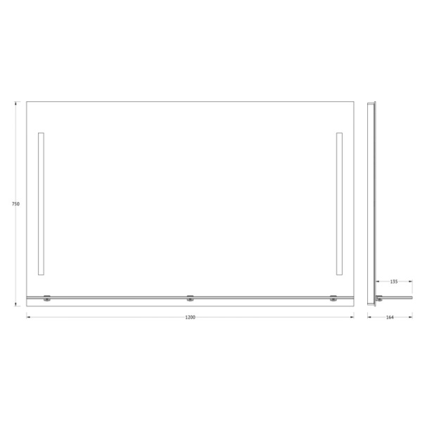 зеркало evoform ledline-s 75х120 с подсветкой