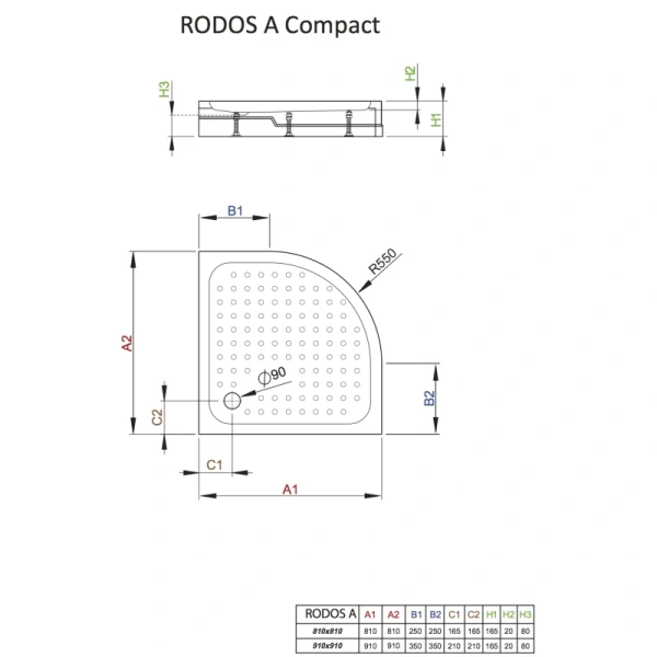 акриловый поддон 81x81 см radaway rodos a compact 4p88155-03