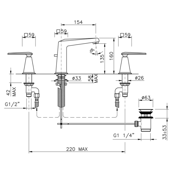 смеситель для раковины nicolazzi vincent 1008cr28