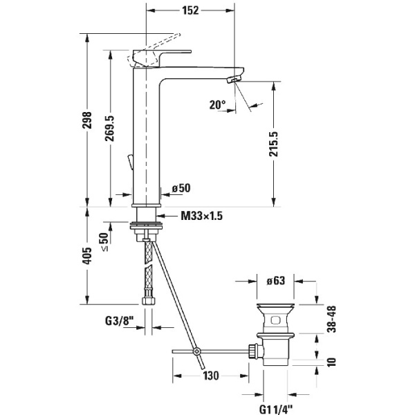 смеситель для раковины duravit b.3 b31030001010