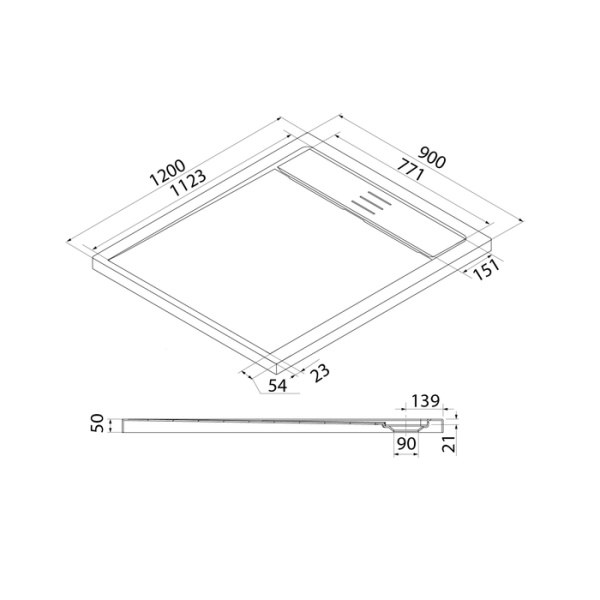 акриловый душевой поддон iddis bild 120х90, bil5ws0i22