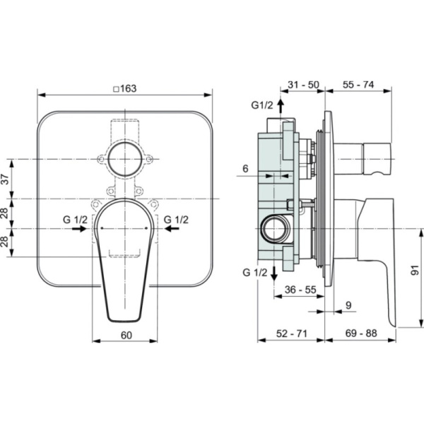 смеситель для ванны ideal standard cerafine d a7189u8