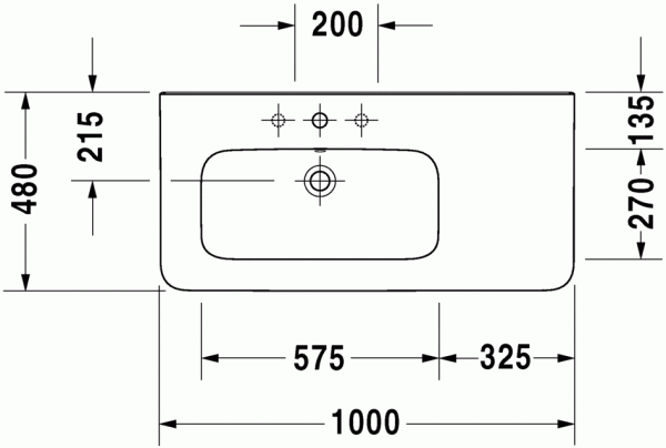 раковина полувстраиваемая duravit durastyle 2325100030