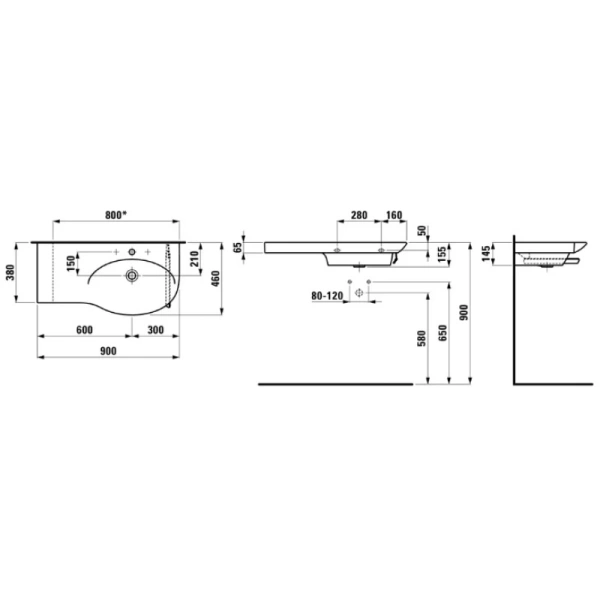 раковина полувстраиваемая laufen palace 8.1670.1.000.104.1 r
