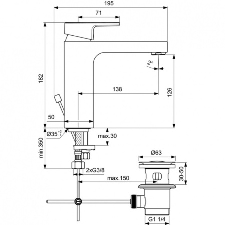 смеситель для раковины ideal standard edge a7109aa