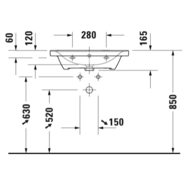 раковина накладная duravit d-neo 65 см, 2367650000, цвет белый