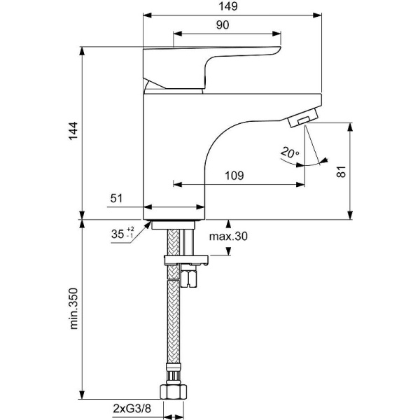 смеситель для раковины ideal standard ceraplan iii b0705aa хром