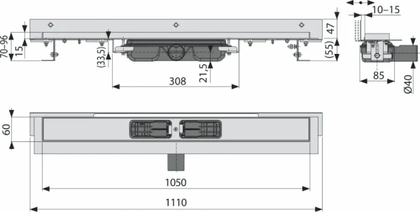 душевой лоток alcaplast apz104-1050 без решетки