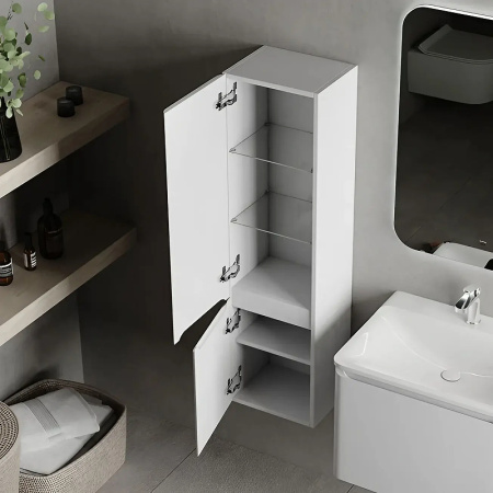 шкаф пенал aquame s4 33 aqm9004gm подвесной цвет серый