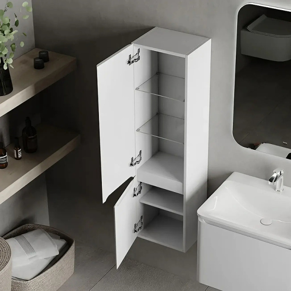 шкаф пенал aquame s4 33 aqm9004gm подвесной цвет серый