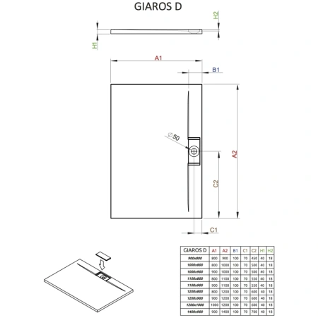 душевой поддон из литьевого мрамора 110x90 см radaway giaros d mkgd1190-03