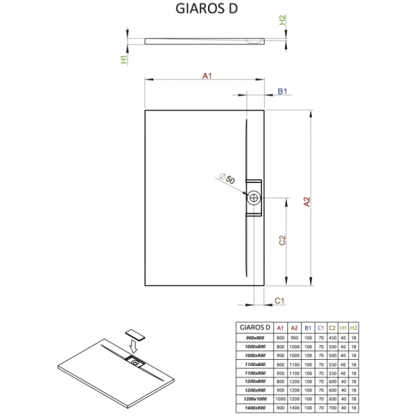 душевой поддон из литьевого мрамора 100x90 см radaway giaros d mkgd1090-03